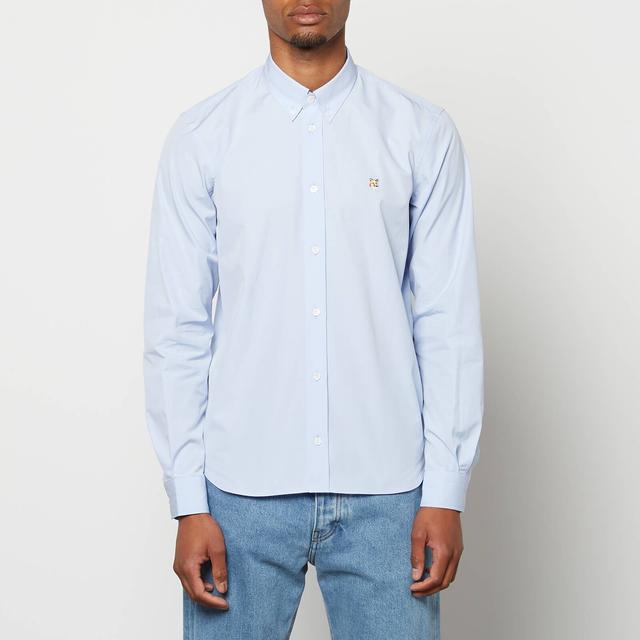 Maison Kitsuné Men's Fox Head Embroidery Classic Shirt - Light Blue - 42/17 Inches on Productcaster.