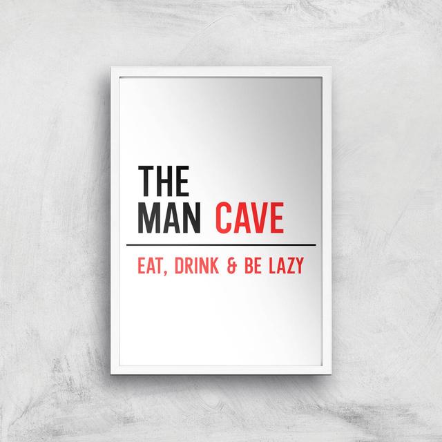 The Man Cave Giclee Art Print - A4 - White Frame on Productcaster.