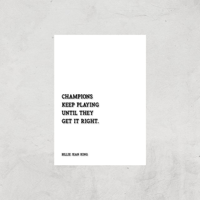 Billie Jean King Quote Giclee Art Print - A3 - Print Only on Productcaster.