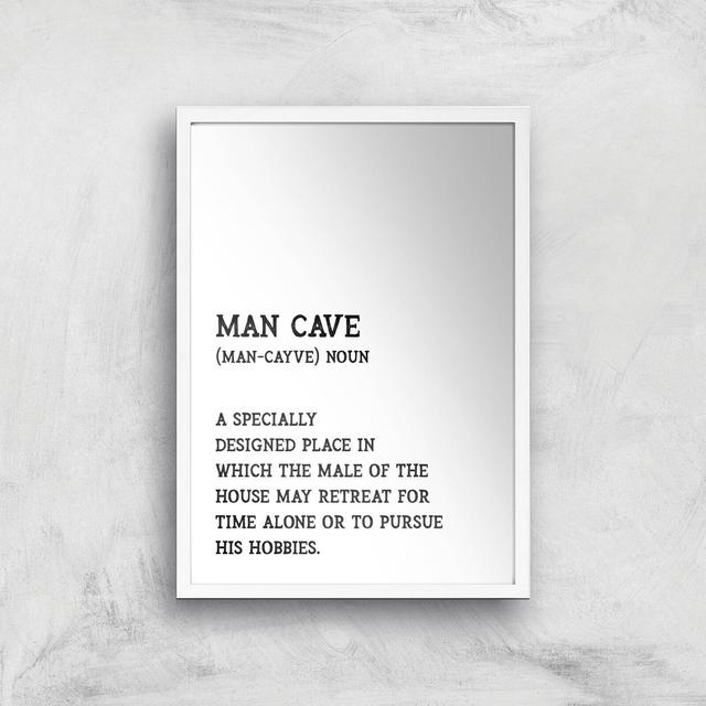 Man Cave Description Giclee Art Print - A3 - White Frame on Productcaster.