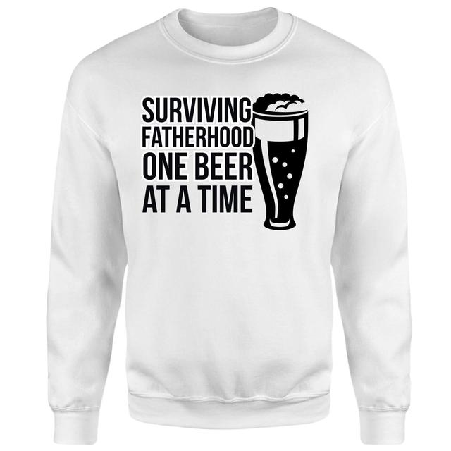 Surviving Fatherhood One Beer At A Time Sweatshirt - White - XL on Productcaster.