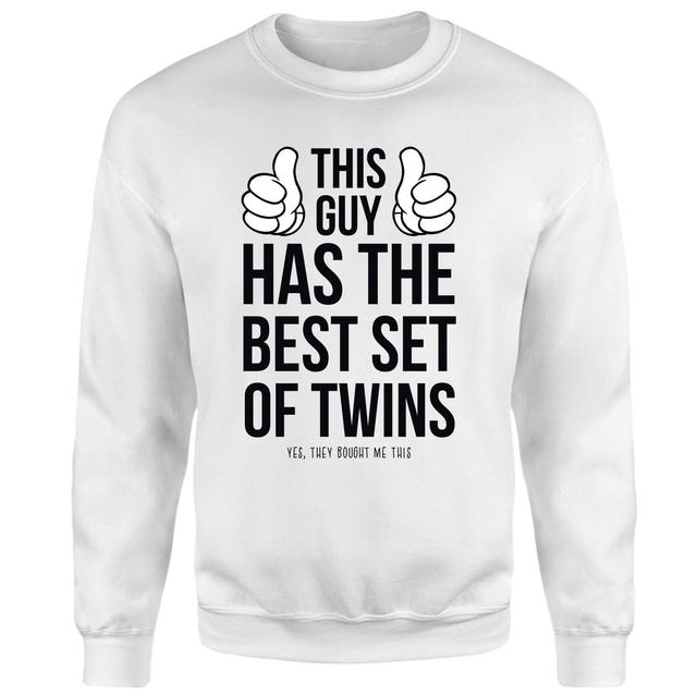 This Guy Has The Best Twins Sweatshirt - White - XS on Productcaster.