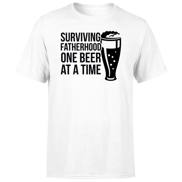 Surviving Fatherhood One Beer At A Time Men's T-Shirt - White - 5XL on Productcaster.