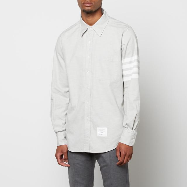 Thom Browne Men's 4-Bar Straight Fit Flannel Shirt - Medium Grey - 4/XL on Productcaster.