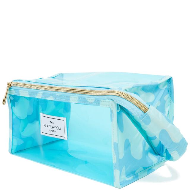 The Flat Lay Co. Open Flat Makeup Jelly Box Bag - Blue Drips on Productcaster.