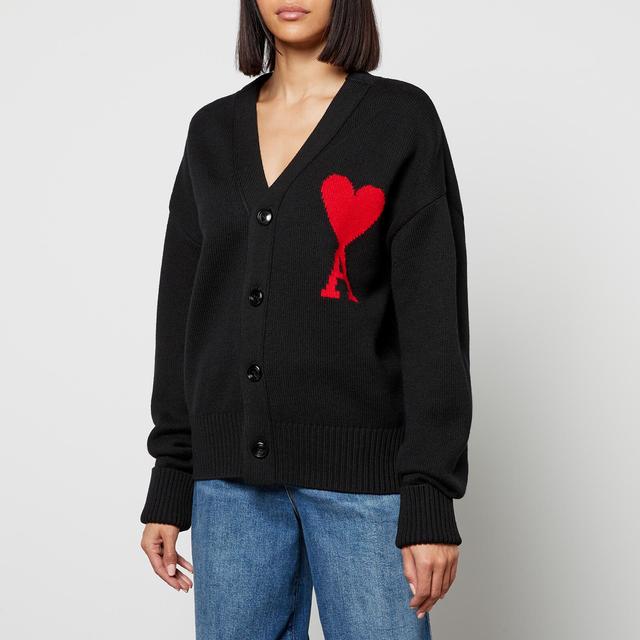 AMI de Coeur Logo-Intarsia Wool Cardigan - L on Productcaster.