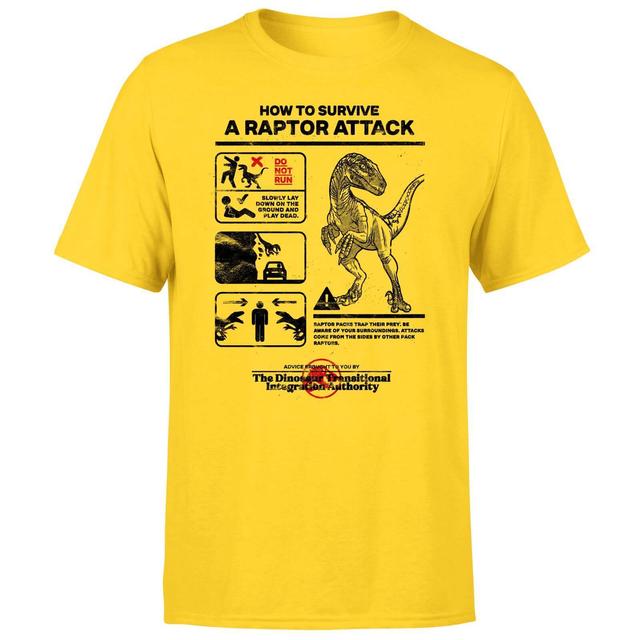 Camiseta unisex Jurassic World Raptor Attack Survival Guide - Amarillo - S - Amarillo on Productcaster.