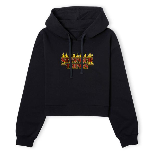 Stranger Things Flames Logo Women's Cropped Hoodie - Black - XXL on Productcaster.