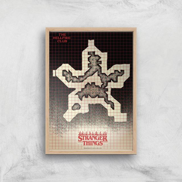 Stranger Things Map Giclee Art Print - A2 - Wooden Frame on Productcaster.