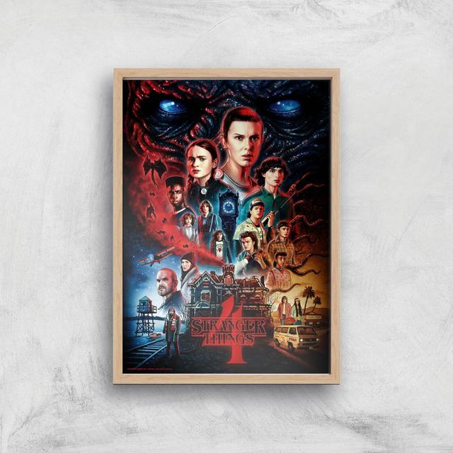 Stranger Things Composition Giclee Art Print - A3 - Wooden Frame on Productcaster.