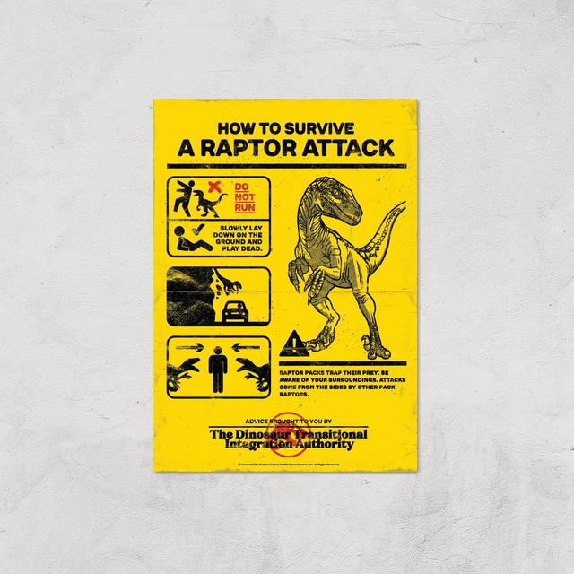 Jurassic World How To Survive A Raptor Attack Giclee Art Print - A4 - Print Only on Productcaster.