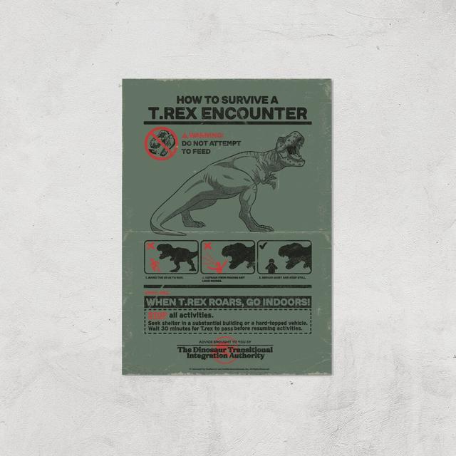 Jurassic World How To Survive A T-Rex Encounter Giclee Art Print - A4 - Print Only on Productcaster.