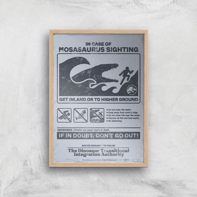 Jurassic World Mosasaurus Sighting Giclee Art Print - A3 - Wooden Frame on Productcaster.