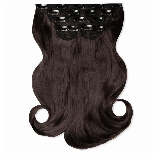 LullaBellz Super Thick 16" 5 Piece Blow Dry Wavy Clip In Extensions (Various Shades) - Dark Brown on Productcaster.