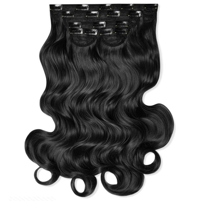 LullaBellz Super Thick 22" 5 Piece Curly Clip In Extensions (Various Shades) - Natural Black on Productcaster.