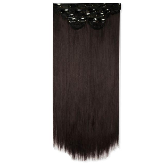 LullaBellz Super Thick 22" 5 Piece Straight Clip In Extensions (Various Shades) - Dark Brown on Productcaster.