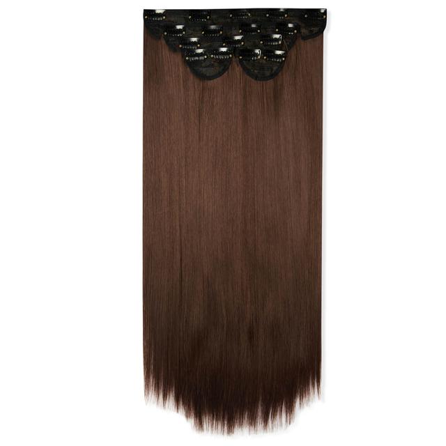 LullaBellz Super Thick 22" 5 Piece Straight Clip In Extensions (Various Shades) - Choc Brown on Productcaster.