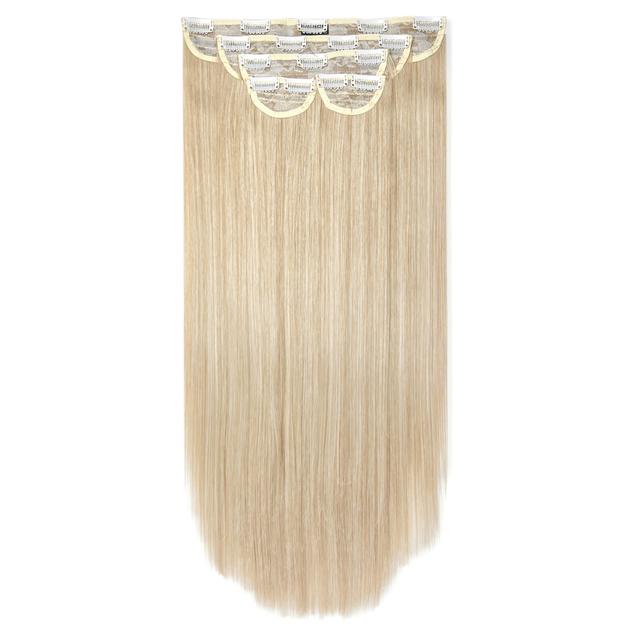 LullaBellz Super Thick 22" 5 Piece Straight Clip In Extensions (Various Shades) - Light Blonde on Productcaster.