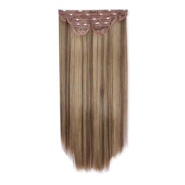 LullaBellz Super Thick 22" 5 Piece Straight Clip In Extensions (Various Shades) - Mellow Brown on Productcaster.