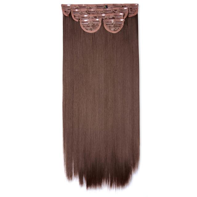 LullaBellz Super Thick 22" 5 Piece Straight Clip In Extensions (Various Shades) - Chestnut on Productcaster.