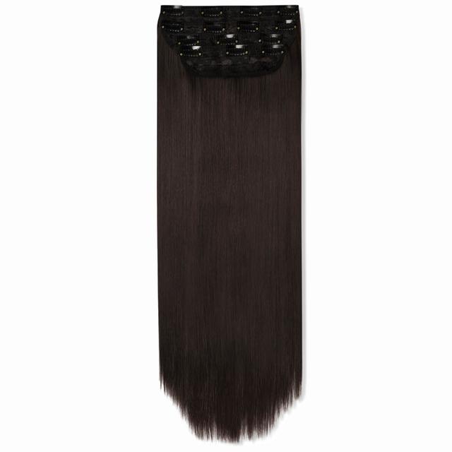 LullaBellz Ultimate Half Up Half Down 22" Straight Extension and Pony Set (Various Shades) - Dark Brown on Productcaster.