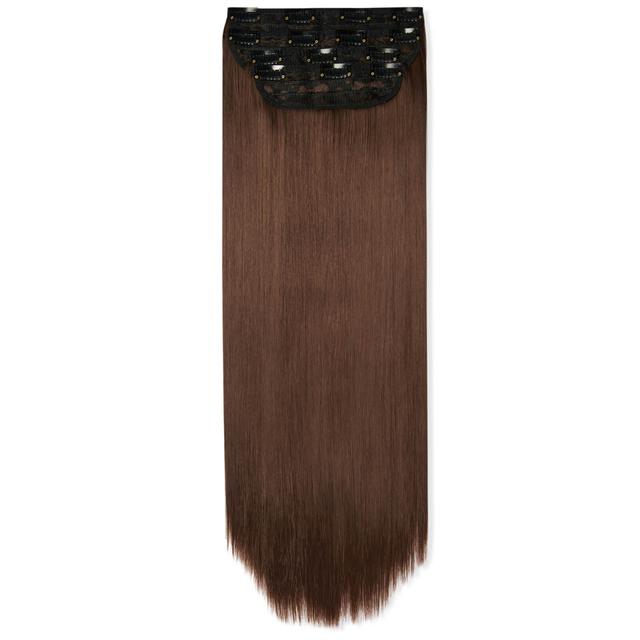 LullaBellz Ultimate Half Up Half Down 22" Straight Extension and Pony Set (Various Shades) - Choc Brown on Productcaster.