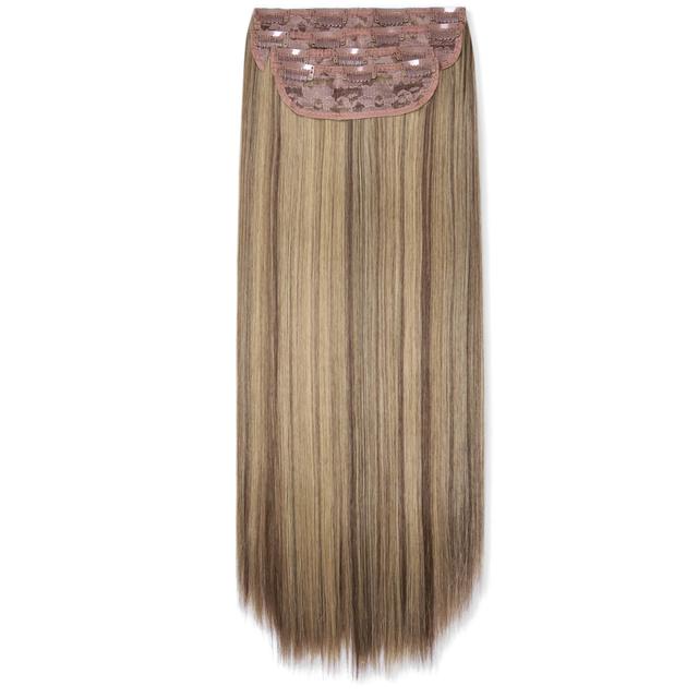 LullaBellz Ultimate Half Up Half Down 22" Straight Extension and Pony Set (Various Shades) - Mellow Brown on Productcaster.