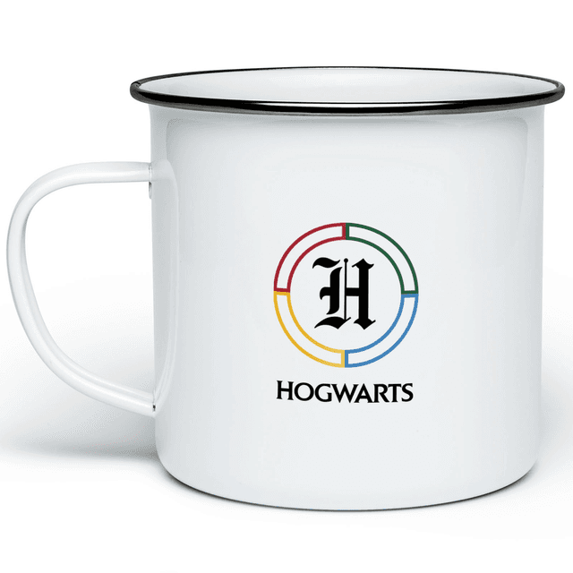 Harry Potter Hogwarts Crest Enamel Mug - White on Productcaster.