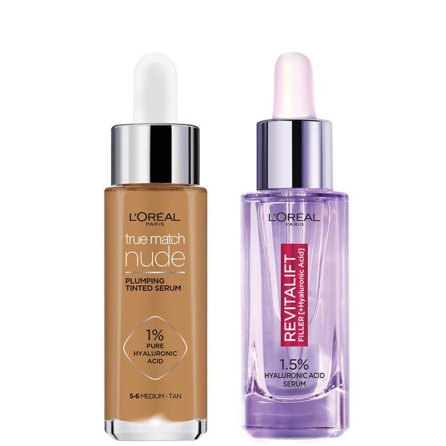 L'Oreal Paris Hyaluronic Acid Revitalift Filler Serum and True Match Tinted Serum Duo (Various Shades) - 5-6 Medium Tan on Productcaster.