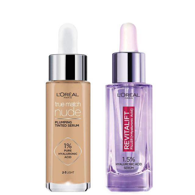 L'Oreal Paris Hyaluronic Acid Revitalift Filler Serum and True Match Tinted Serum Duo (Various Shades) - 2-3 Light on Productcaster.