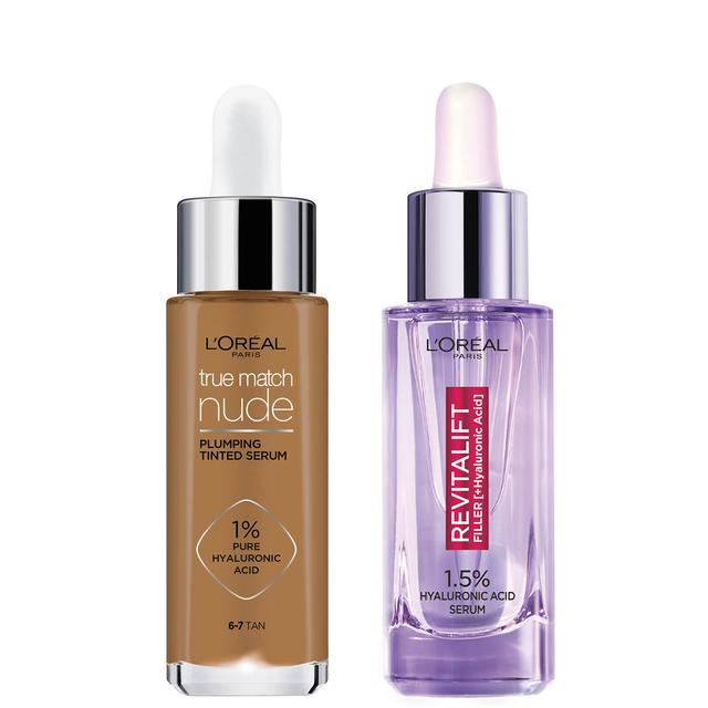 L'Oreal Paris Hyaluronic Acid Revitalift Filler Serum and True Match Tinted Serum Duo (Various Shades) - 6-7 Tan on Productcaster.