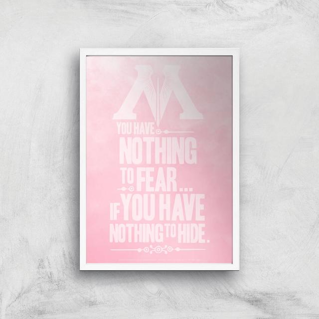 Harry Potter Ombré Nothing To Fear Giclee Art Print - A4 - White Frame on Productcaster.