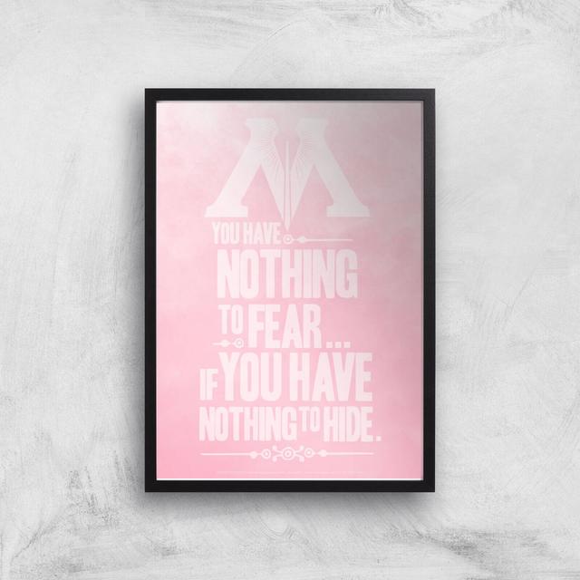 Harry Potter Ombré Nothing To Fear Giclee Art Print - A2 - Black Frame on Productcaster.