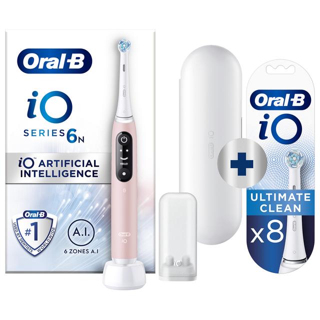 Oral-B iO 6N Elektrische Tandenborstel Roze - Geen Tandpasta - Tandenborstel met 8 Opzetborstels on Productcaster.