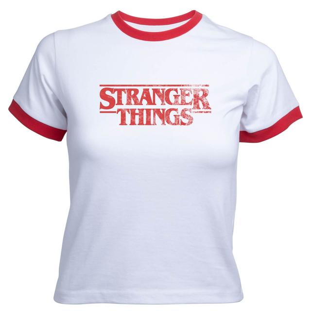 Camiseta corta con logo vintage para mujer de Stranger Things - Blanco Rojo - XXL - White Red on Productcaster.