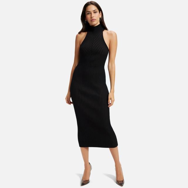 Good American Ribbed-Knit Halterneck Midi Dress - 4XL-5XL on Productcaster.