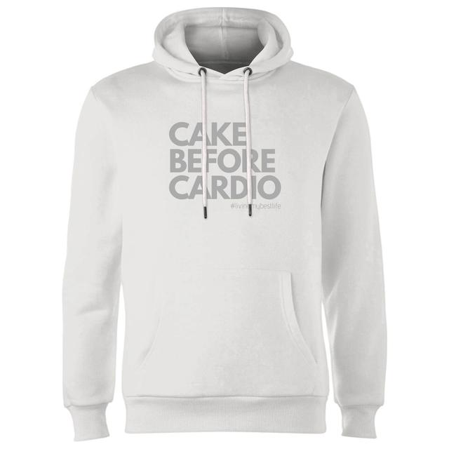 Cake Before Cardio Living My Best Life Hoodie - White - S - Weiß on Productcaster.