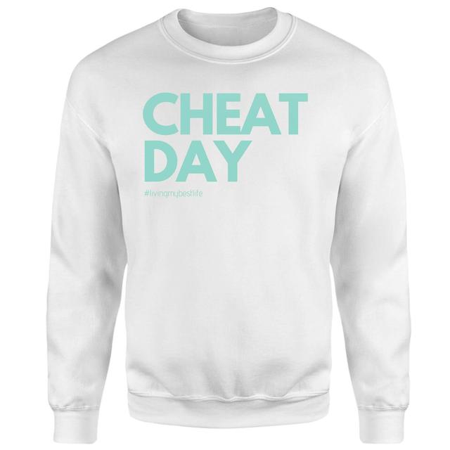 Cheat Day Living My Best Life Sweatshirt - White - S - Weiß on Productcaster.