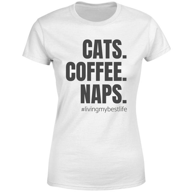 Cats Coffee Naps Women's T-Shirt - White - M - Weiß on Productcaster.