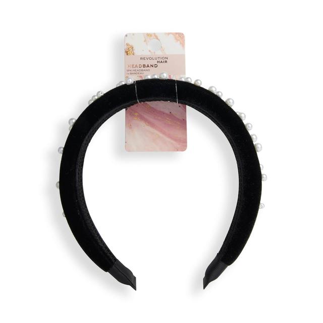 Makeup Revolution Pearl Velvet Headband - Black on Productcaster.