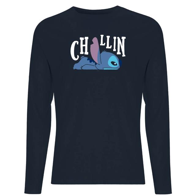 Disney Lilo And Stitch Chillin Men's Long Sleeve T-Shirt - Navy - XXL - Navy on Productcaster.