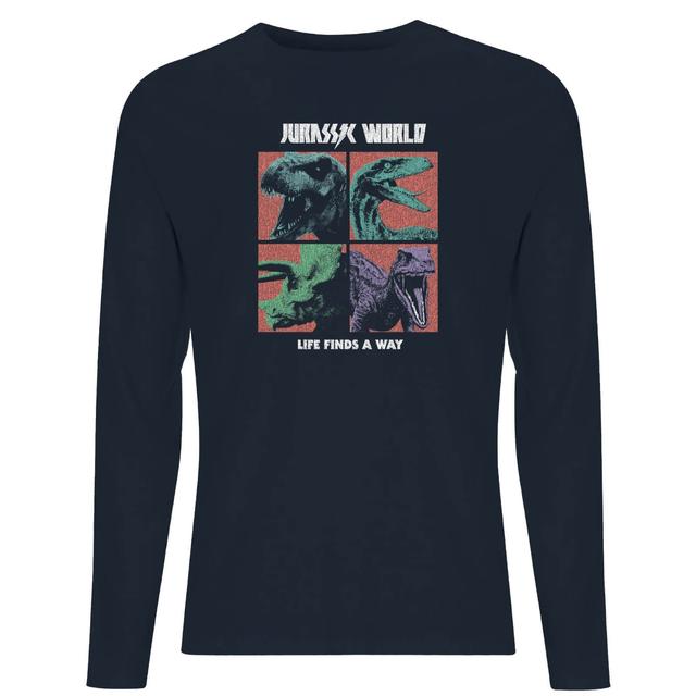 Camiseta de manga larga para hombre Four Colour Faces de Jurassic Park World - Azul marino - S - Azul Marino on Productcaster.