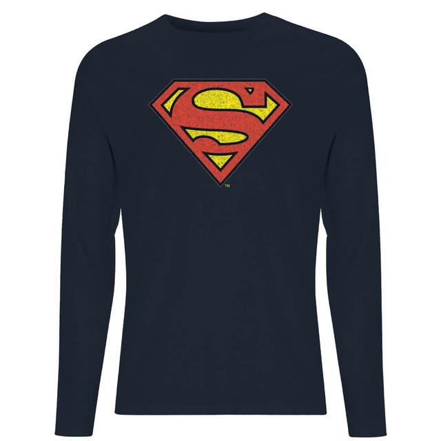 Superman Crackle Logo Men's Long Sleeve T-Shirt - Navy - L - Navy on Productcaster.