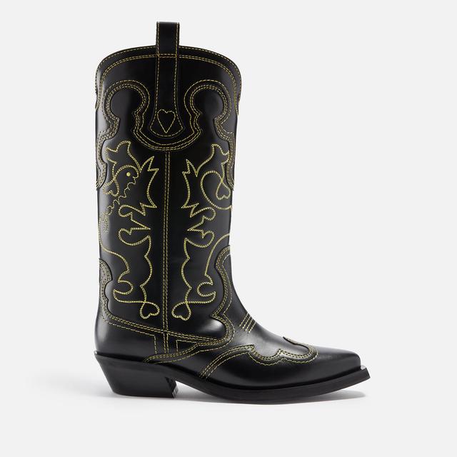 Ganni Women's Embroidered Leather Western Boots - UK 3 on Productcaster.