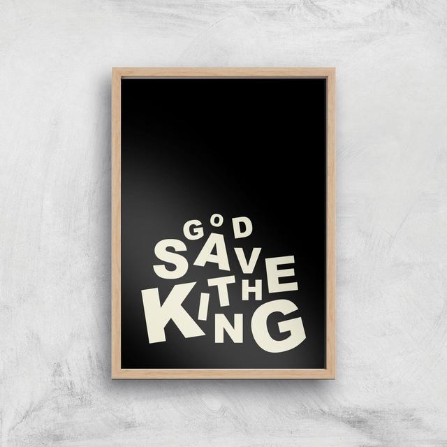 God Save The King Dark Giclee Art Print - A4 - Wooden Frame on Productcaster.