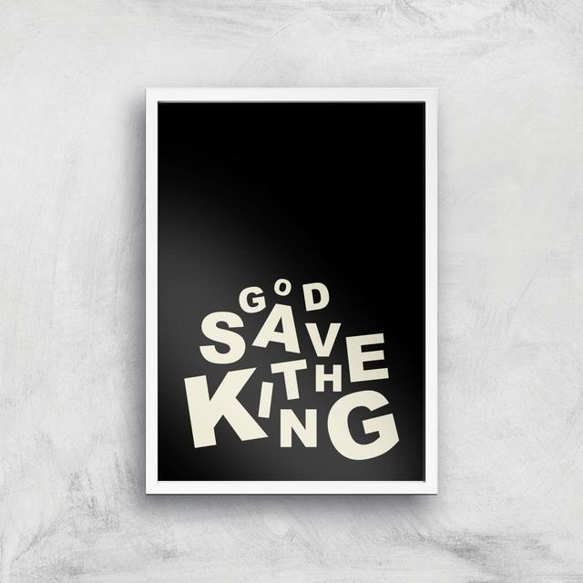 God Save The King Dark Giclee Art Print - A3 - White Frame on Productcaster.