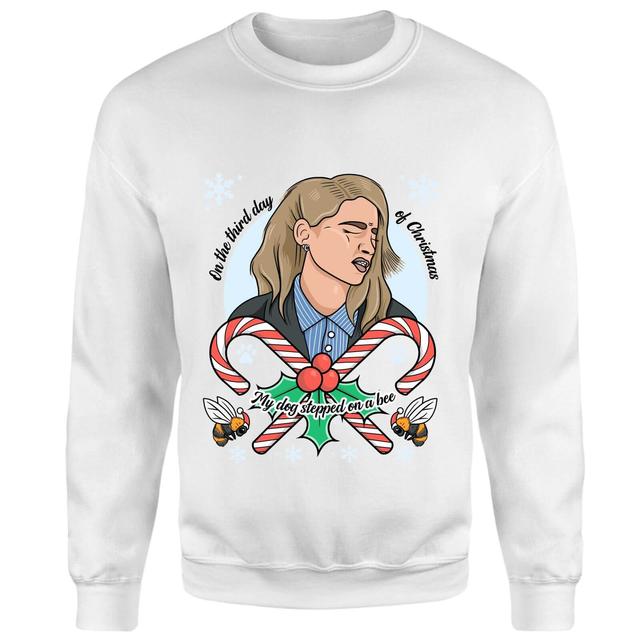 On The Third Day Of Christmas My Dog Stepped On A Bee Amber Heard Christmas Sweatshirt - White - L - Weiß on Productcaster.