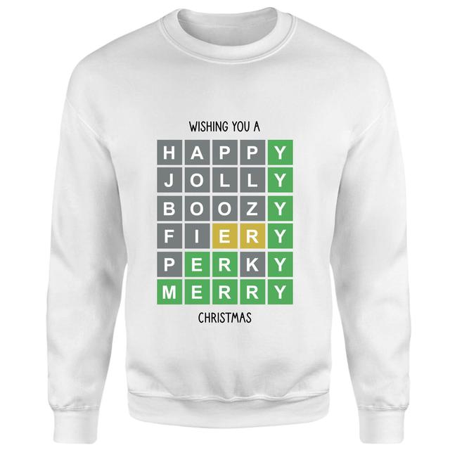 Word Puzzle Christmas Sweatshirt - White - L - White on Productcaster.