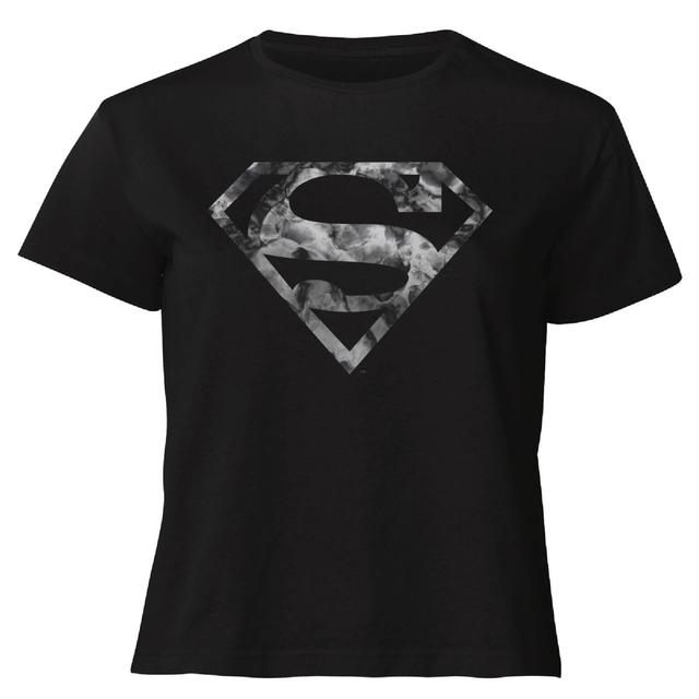 Marble Superman Logo Women's Cropped T-Shirt - Black - M on Productcaster.