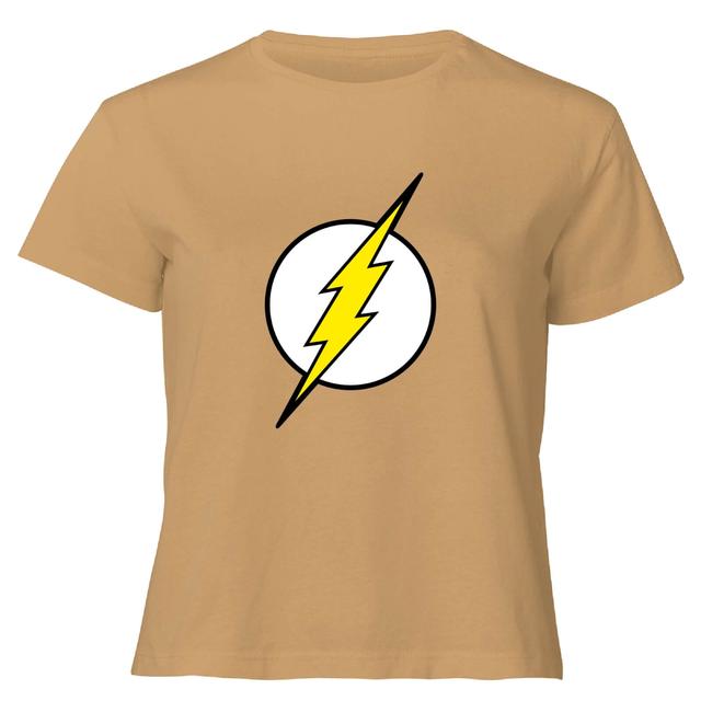 Camiseta corta para mujer de Justice League Flash Logo - Tostado - L - Tan on Productcaster.